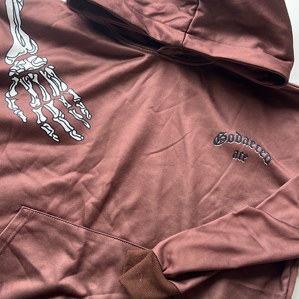 Brown Hoodie with Skeleton Print - Picture 3 of 5